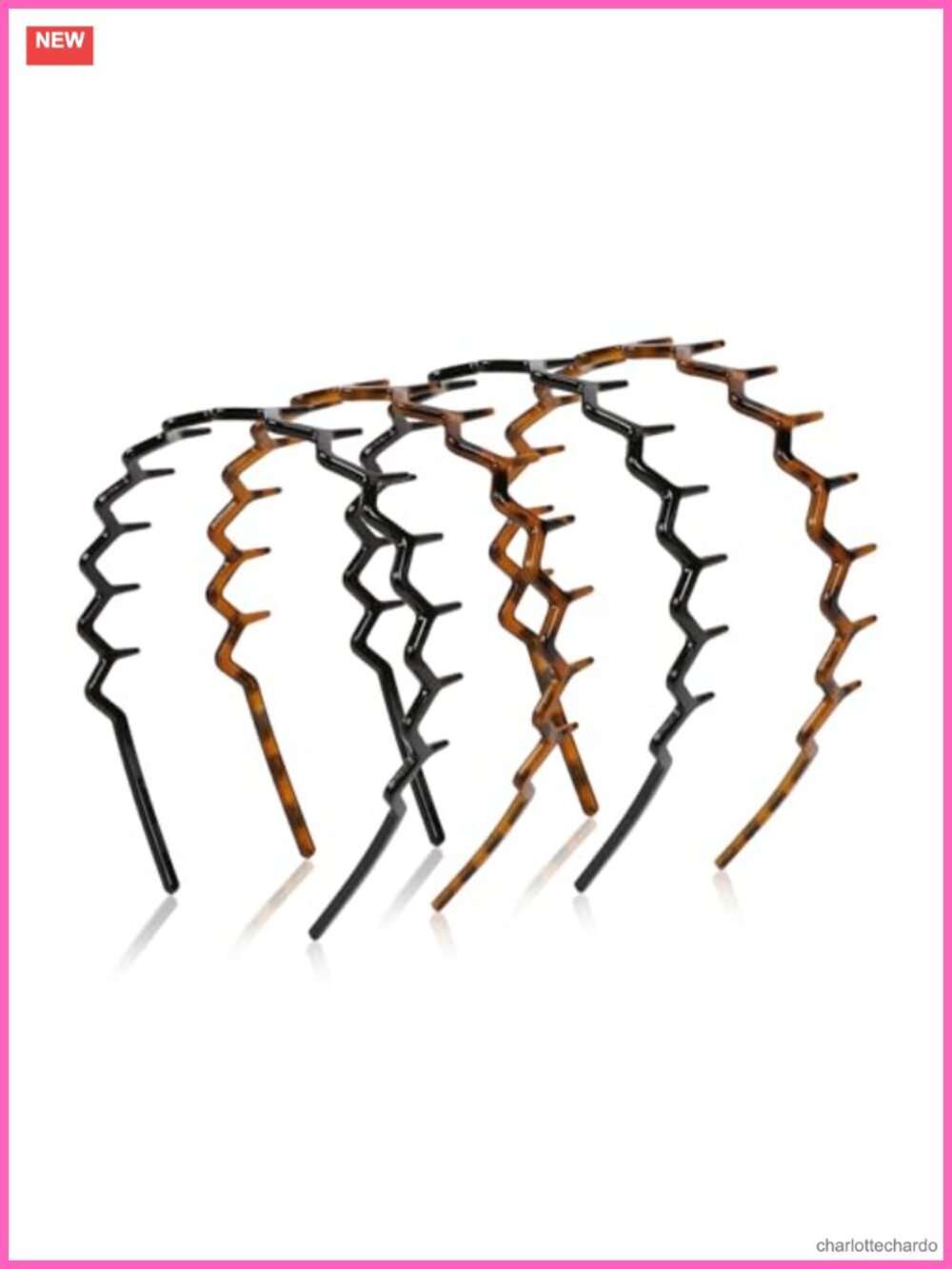 Zig Zag Plastic Headbands with Teeth 4 Pack Non-Slip Comb Hair Accessories